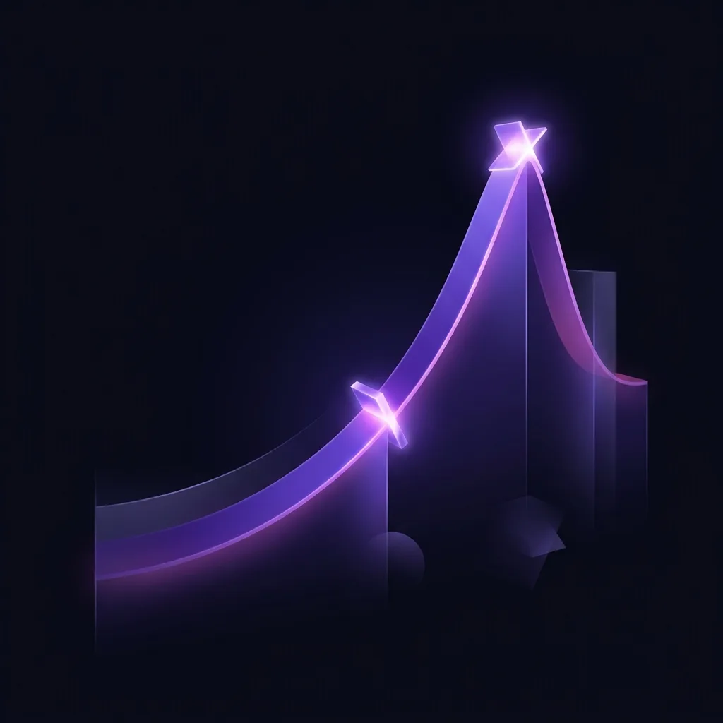Illustration of thriller structure: an ascending tension curve with twists marked at the midpoint and climax, against a violet background