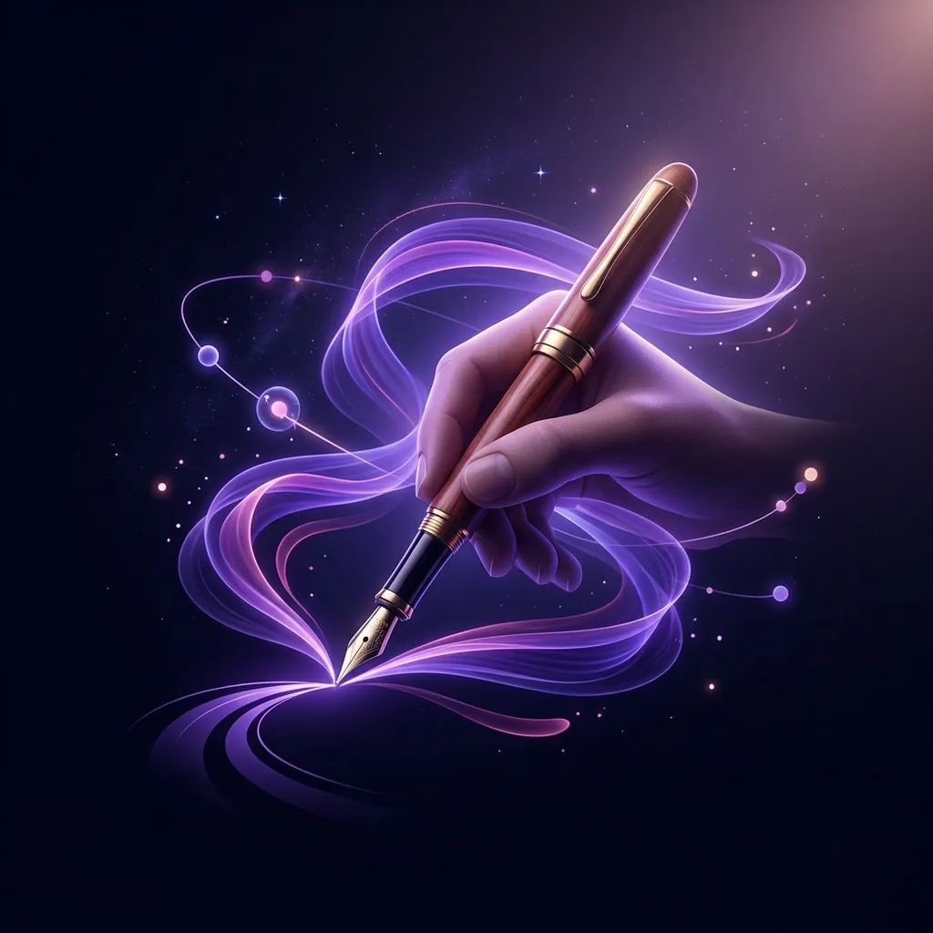 Ilustración conceptual de la escritura de novelas asistida por inteligencia artificial