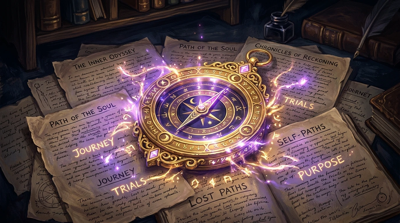 Plantilla de las doce etapas del viaje del héroe sobre un tablero de planificación, con tarjetas violeta agrupadas por actos y una columna vacía para escribir